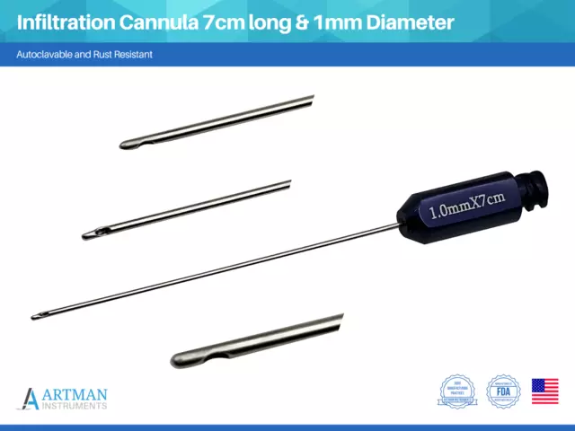Infiltration Cannula 7cm long & 1mm Diameter ARTMAN