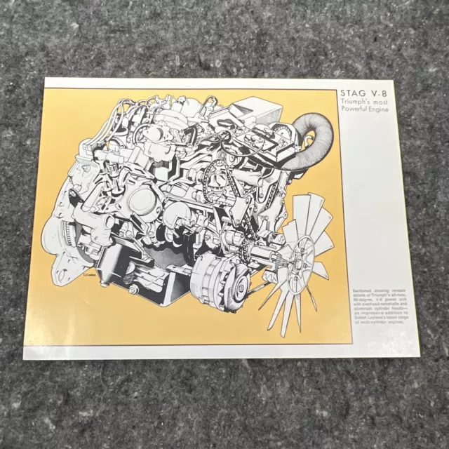 Original 1972 Triumph Stag Engine Vintage 1-page Car Sales Brochure Leaflet Spec