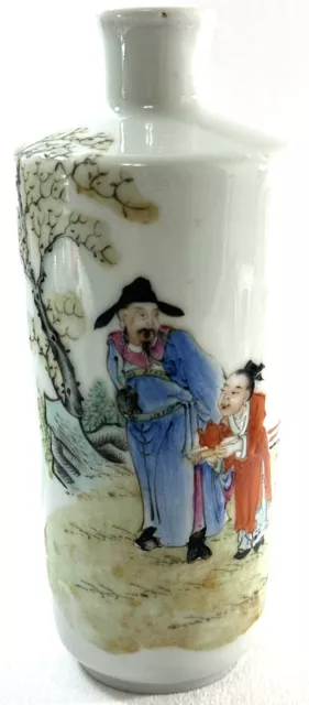 Antique Qianlong Chinese Familie Rose Porcelain Snuff Bottle / Vase No Stopper