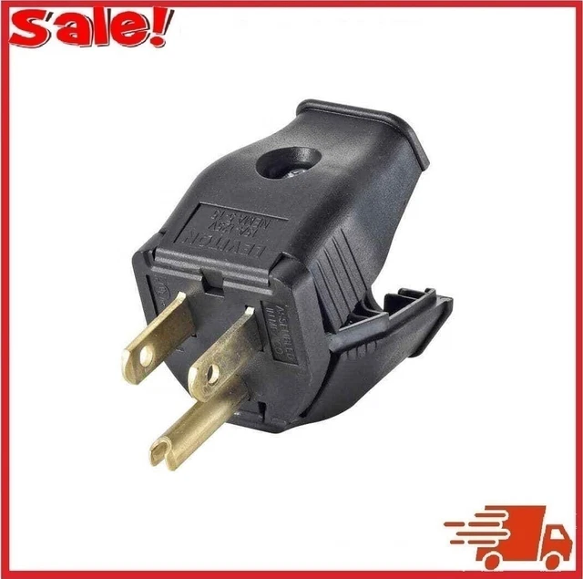 15 AMP 125VOLT Double Pole 3wire Grounding Plug, Black Leviton Plug