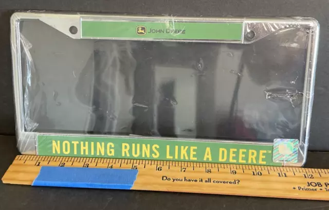 NEW John Deere Metal License Plate Frame Holder Green Gold