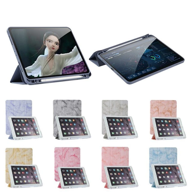 Marble Pattern Ipad Smart Case Cover With Pen Slot Generation Air Tablet Stand