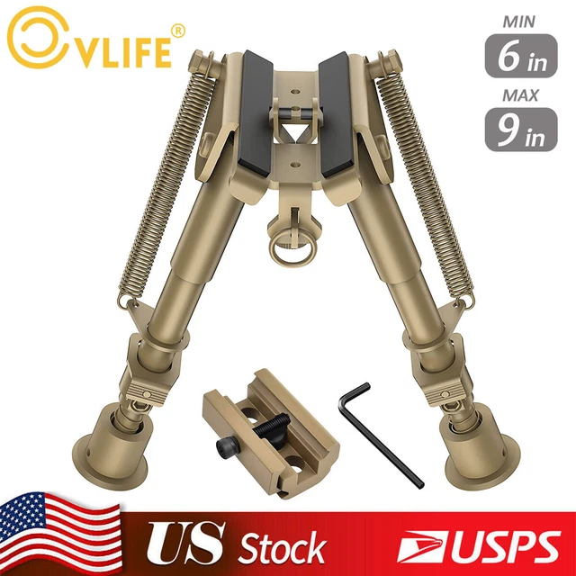 US 6-9Inch Tactical Hunting Rifle Bipod Spring Return Sling Mount+Swivel Adapter
