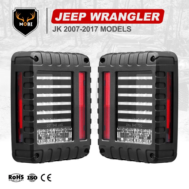 MOBI LED Tail Lights Brake Rear Signal Reverse For Jeep Wrangler JK 07-17