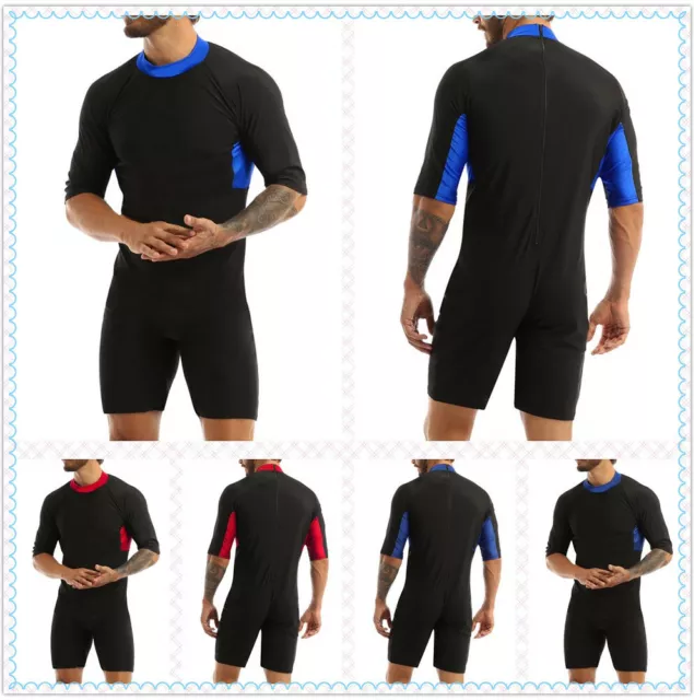 Men Shorty Wetsuit Short Sleeves Diving Swimwear Surfing Jumpsuit Bodysuit