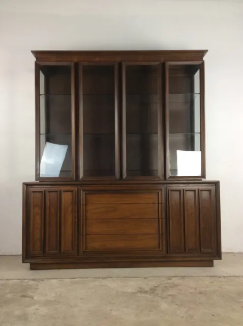 Mid Century Modern Two Piece China Cabinet