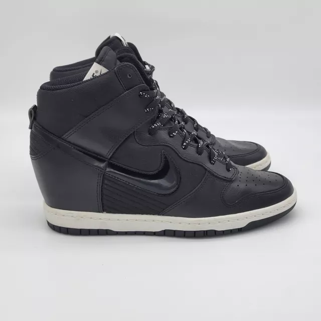 Nike Dunk Sky Hi Black Leather Hidden Wedge Sneakers Womens Size 9 644877-008