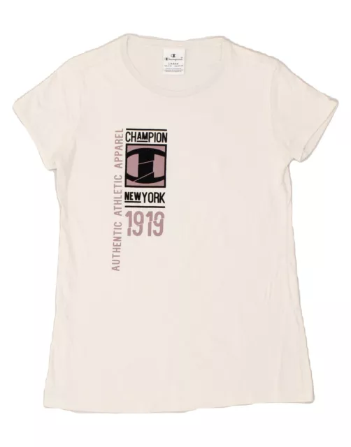 CHAMPION Girls Graphic T-Shirt Top 11-12 Years Large  White BB15