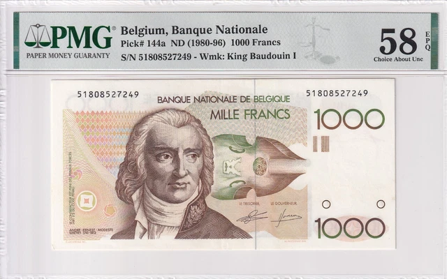 Belgium 1000 Francs PMG 58 EPQ