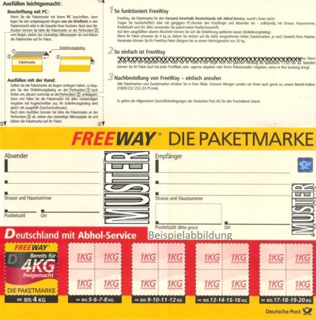 10 Stück - DHL Freeway Paketmarke Deutschland bis 4 kg- Siehe Beschreibung