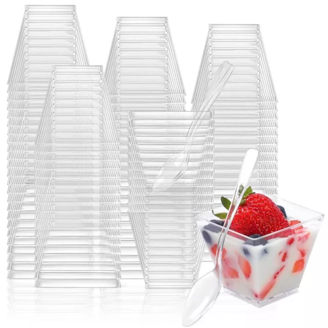 100PCS 2OZ  Dessert Cups for Party Small Plastic Dessert Cups Disposable1722