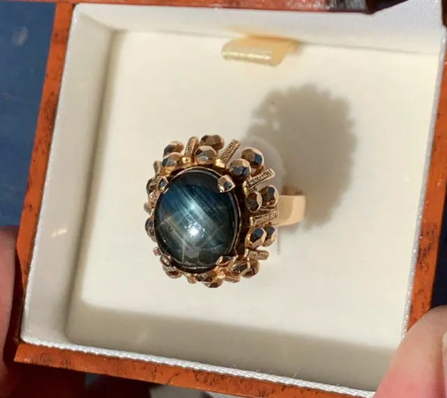Cabochon 6Ct Star Sapphire Ring In 10Ct Yellow Gold Setting Valuation $7,380