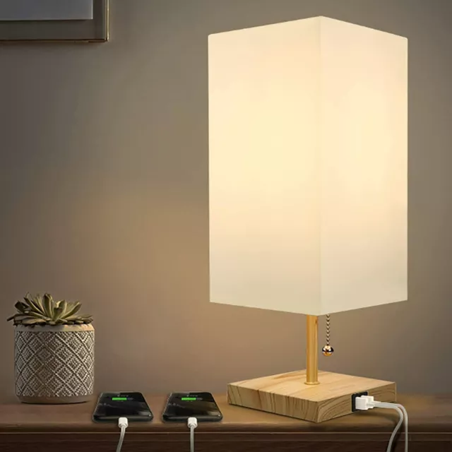 Albrillo Lampada da Tavolo con 2 Porte USB Abat Jour Illuminazione da Comodino
