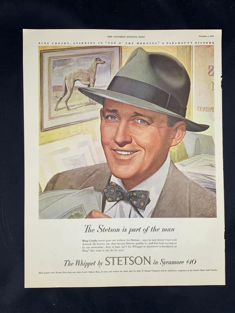 Magazine Ad* - 1949 - Stetson Hats - Whippet - Bing Crosby