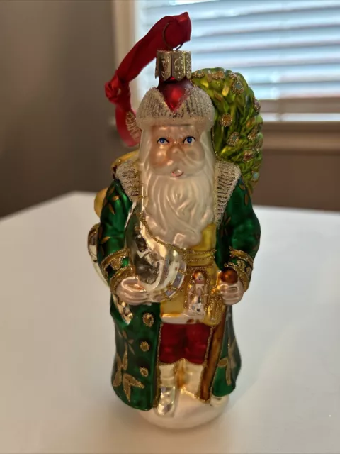 Waterford Holiday Heirlooms Santa Claus Ornament Holding Bag of Toys & Tree