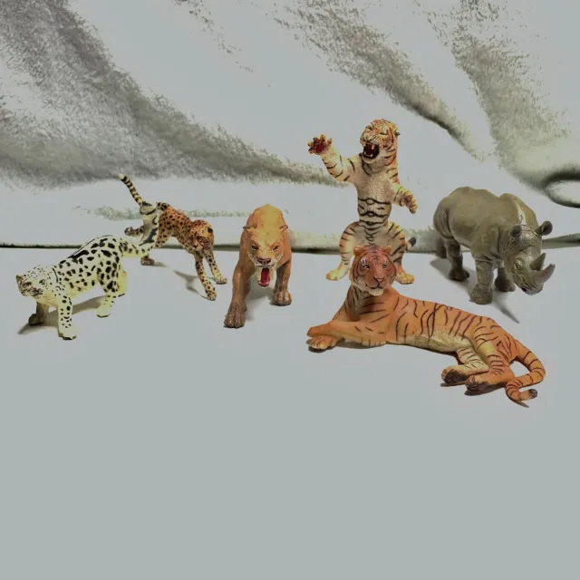 Papo Safari Animal Figurine Bundle Toys Big Cats Jungle Rhino Lion Tiger x6