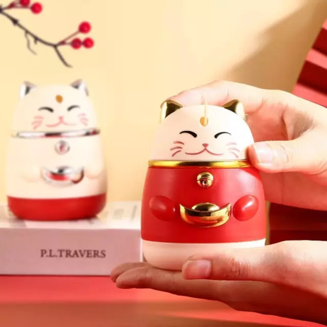 Zhaocai Cat Toothpick Holder with Cover Storage Box Tavel Toothpick Container Q3