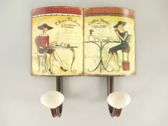 9977677 Listón de Ganchos Armario Metal Café Mujer Vintage 20x22cm