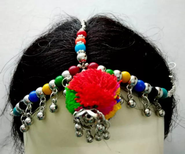 Vintage Tribal Belly Dance Bracelet Head piece Armlet Set Belt Pom Pom Jewelry 3