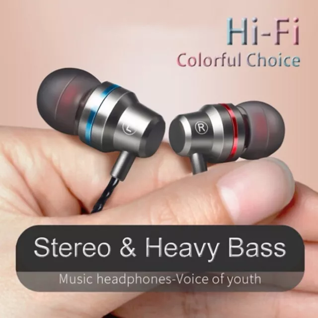 WIRED EARBUDS NOISE cancelling stereo earphones heavy bass sound sport