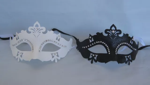 Matching Pair Of His & Her Black & White Venetian Party Masquerade Masks *NEW*