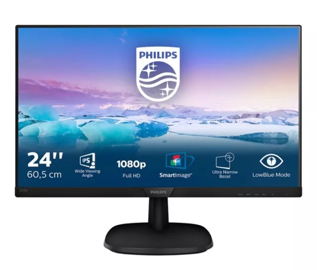 Philips Monitor 24" LED IPS FHD, 4 ms, HDMI, VGA, 243V7QDSB NUOVO Garanzia Unieu