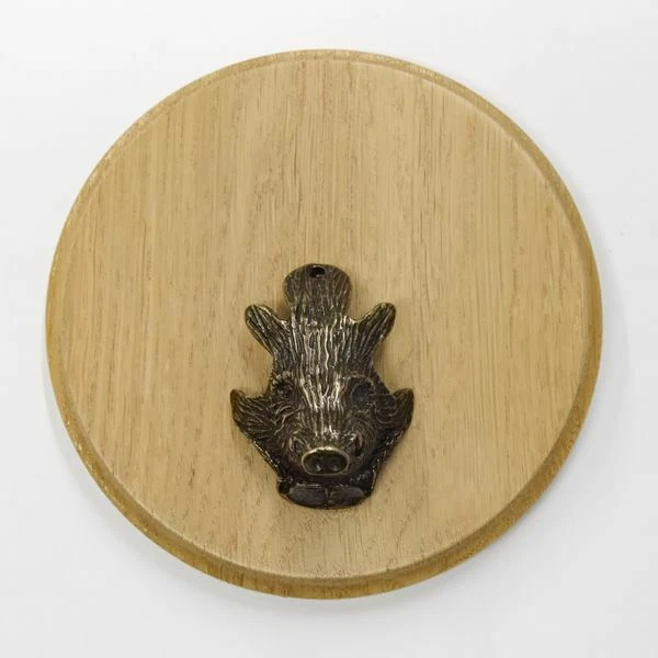 Placa de Jabalí Redondo Claro Af 13CM con Pequeños Jabalí Cabeza Decoración