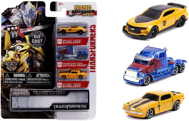 Nuevo Jada Hollywood Rides Transformers Nano 3 Pack Serie 1 Die-Cast Modelos