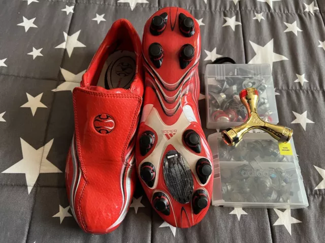 Adidas + F50 FG/SG/HG, UK 7, rot/weiß, sehr guter Zustand