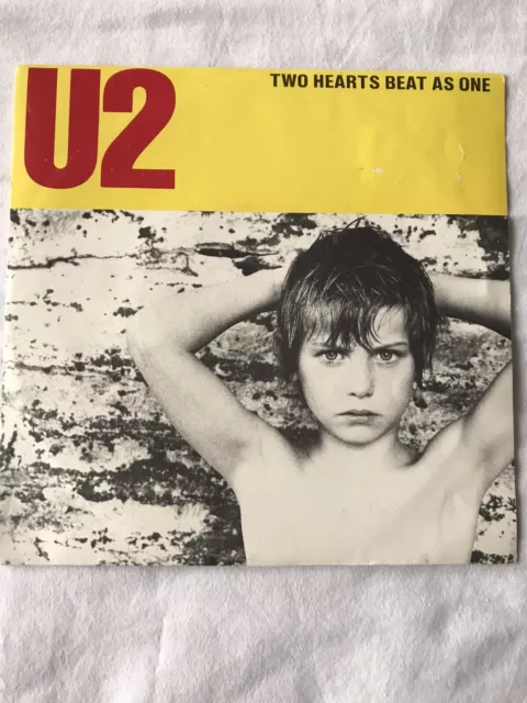 U2 Two Hearts Beat As One French France Yellow Sleeve 7" Vinyl Single 1983 Rare