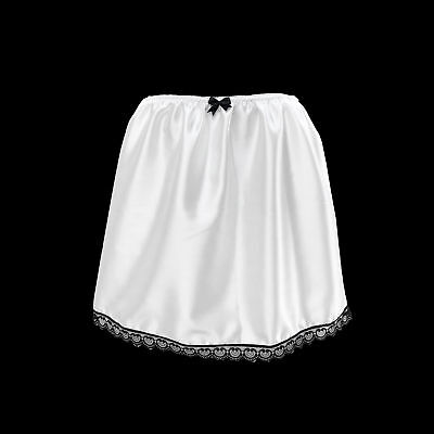 RedRose Satin Frilly Lace Sissy Half Slip Mini Petticoat Skirt 