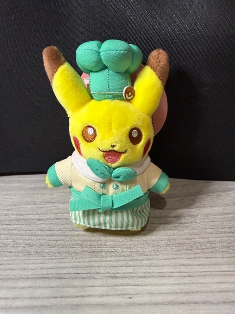 OFFICIAL PIKACHU KEYCHAIN Plush Green Chef Pokemon Center Cafe Japan ...