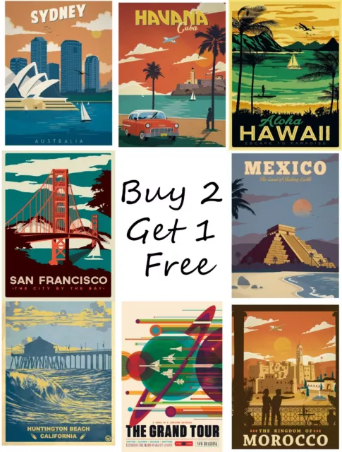 Vintage Retro Travel Posters Print Wall Art A4 A3 A2