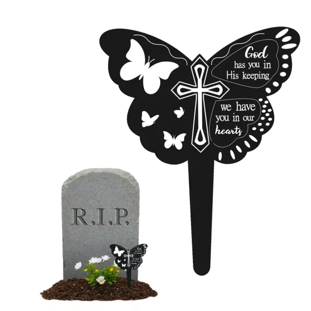 Decorazioni cimitero giardino farfalla metallo nero targhe commemorative pennarelli tomba