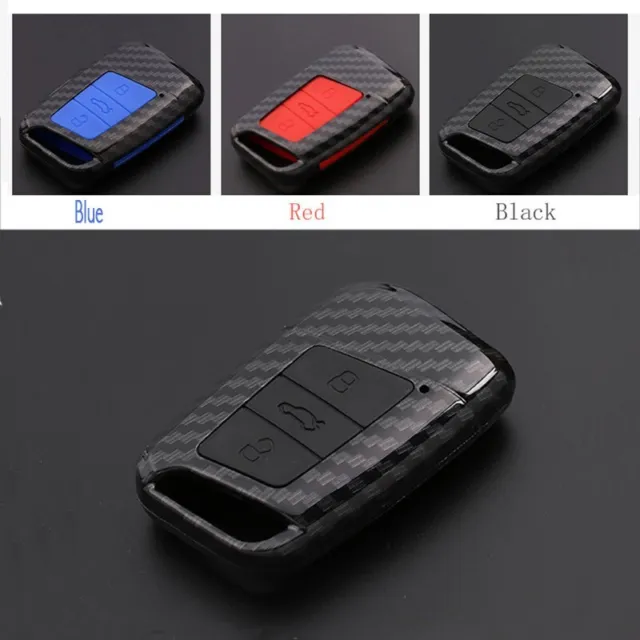 Carbon Fiber Shell+Silicone Cover Remote Key Holder Fob Case For VW Series