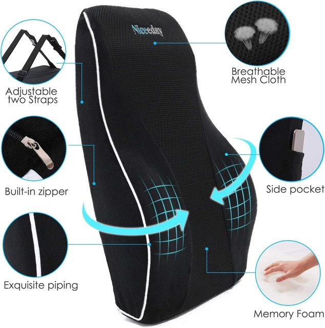 NICEEDAY, S Curve Design Office Chair Memory Foam Lumbar Back Support Pillow 3