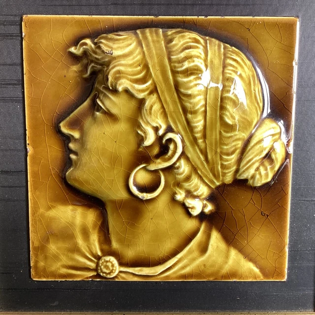 Antique Trent Tile Co. Trenton NJ 6”x6” Lady Portrait Arts & Crafts Tile