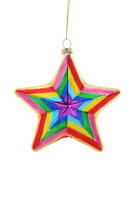Chroma Rainbow Color Glass Star Ornament New All Season