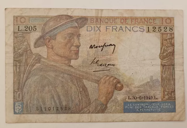 billet de 10 francs MINEUR  du 30-6-1949