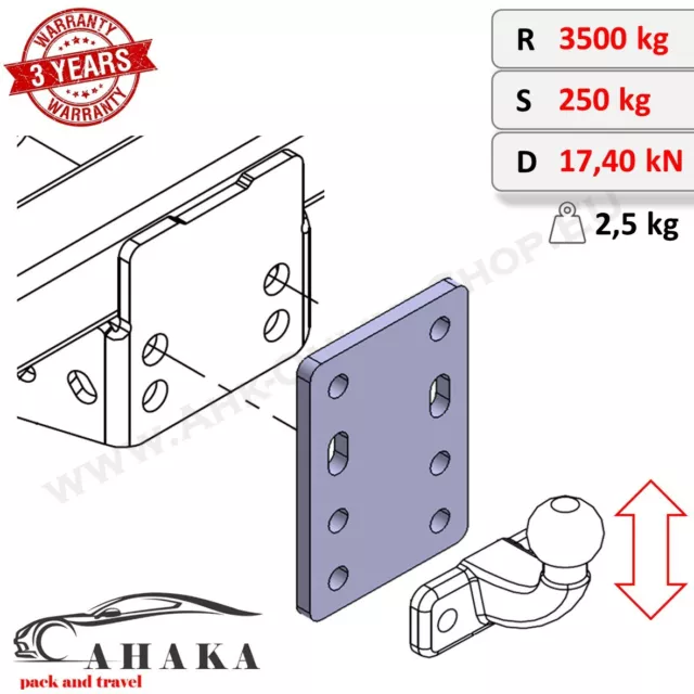 Towbar Tow Ball Drop Plate Hitch Height Adjuster 90mm spacing 4x45 (-45/-90 mm)