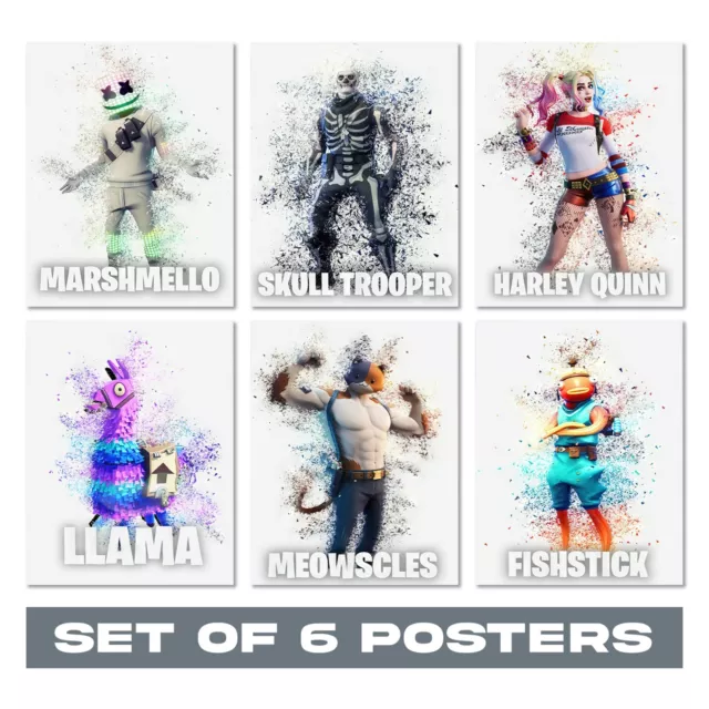 Set Of 6 Fortnite Battle Royale Posters – Video Game Skin For Boys Bedroom Decor