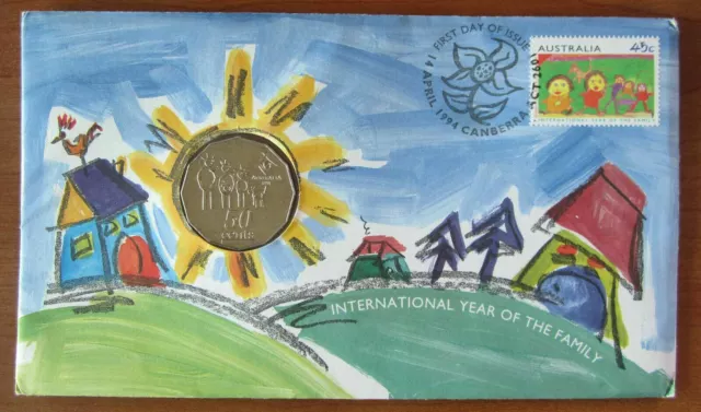 1994 Australia 50c Fifty Cents FDC PNC International Year of the Family #2003-4