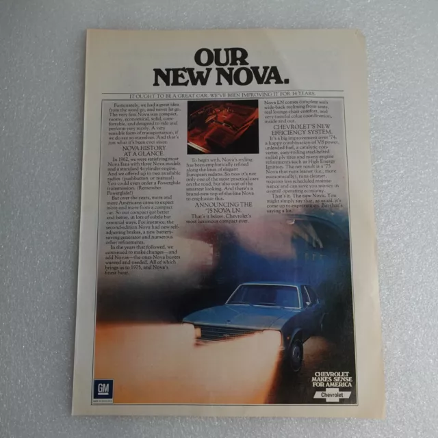 Vintage Print Ad Chevrolet Nova Sports Illustrated Feb 24, 1975