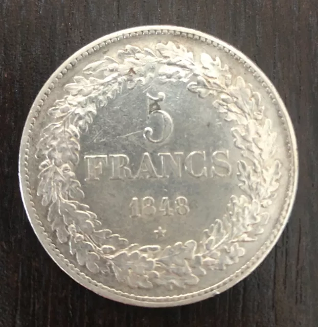 Pièce de Belgique 5 francs Argent Leopold 1er 1848