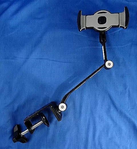 Tablet iPad Clamp Mount  ~12" Articulated Arm Heavy-Duty Table, Desk, Wheelchair