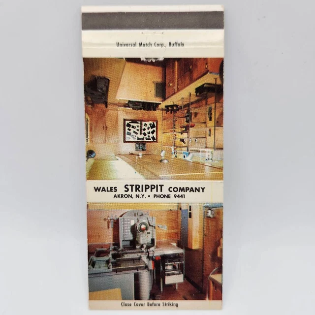 Vintage Matchcover Wales Strippit Company Akron New York Houdaille Industries In