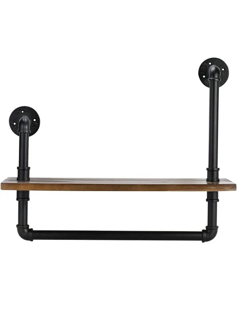 Industrial Retro Wall Mounted Pipe Shelving Brackets,Rustic Metal DIY Floating S