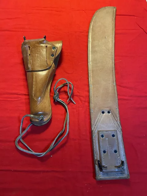 Original Ww2 Holster & 22In Machette Sheath Milwaukee Saddlery Co.