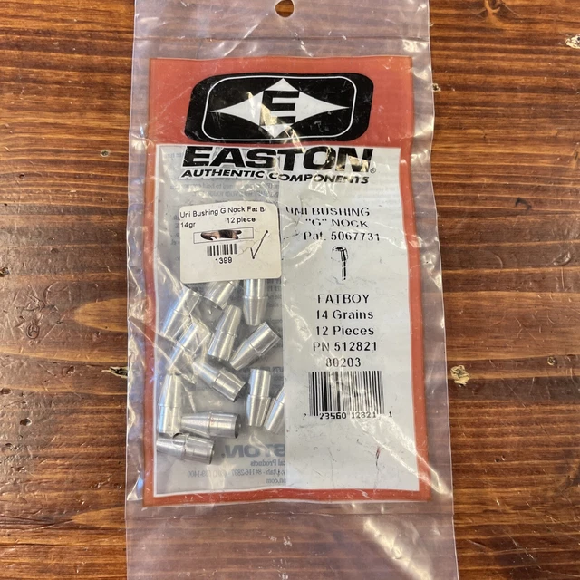 Easton Authentic Components Uni Bushing G Nock Fatboy- 14 Grains- 12pcs
