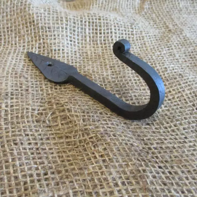 IRON LEAF HOOKS Coat Hat Entryway Hook 5 1/2" Long Hand Forged